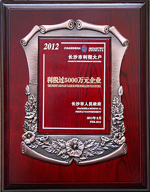 开云手机站登录入口被长沙市人民政府授予“利税过5000万元企业”荣誉称号